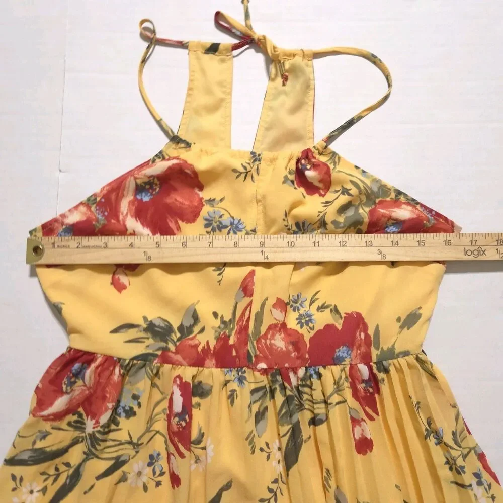 Abercrombie & Fitch Women's Small Floral Tiered Maxi Dress Blue Yellow Sundress